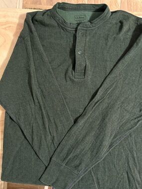 NWOT LL BEAN MENS TRADITIONAL FIT, LONG SLEEVED GREEN HENLEY SIZE XL 💚
